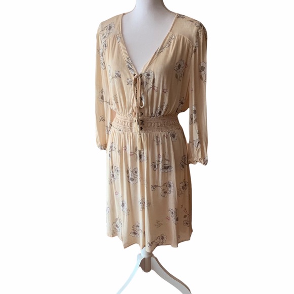 NWT LACE-UP FRONT 3/4 SLEEVE FIT & FLARE SKATER DRESS - Picture 10 of 10